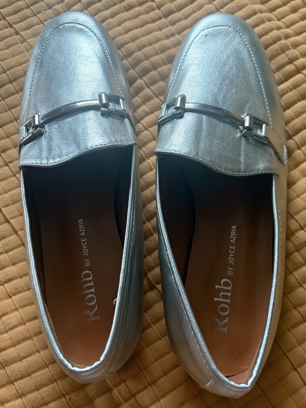 Rohb by Joyce Azria Metallic Silver Loafers, size 8
